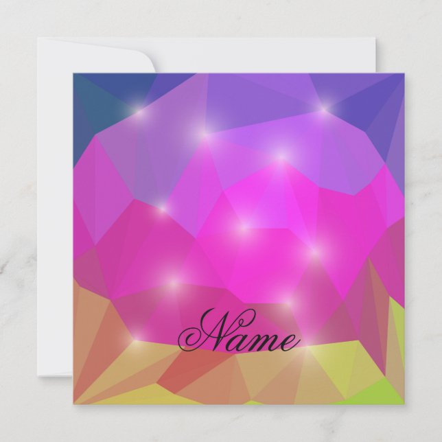 Carte De Remerciements Abstract Geometric Crystal Mosaic in Pink (Devant)