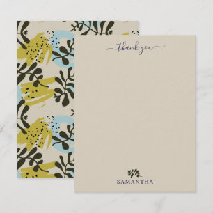 Carte De Remerciements Abstrait Botanique Bohème Pastel Vert Bleu