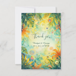 Carte De Remerciements abstrait coloré Tropical Hawaii palmiers Mariage