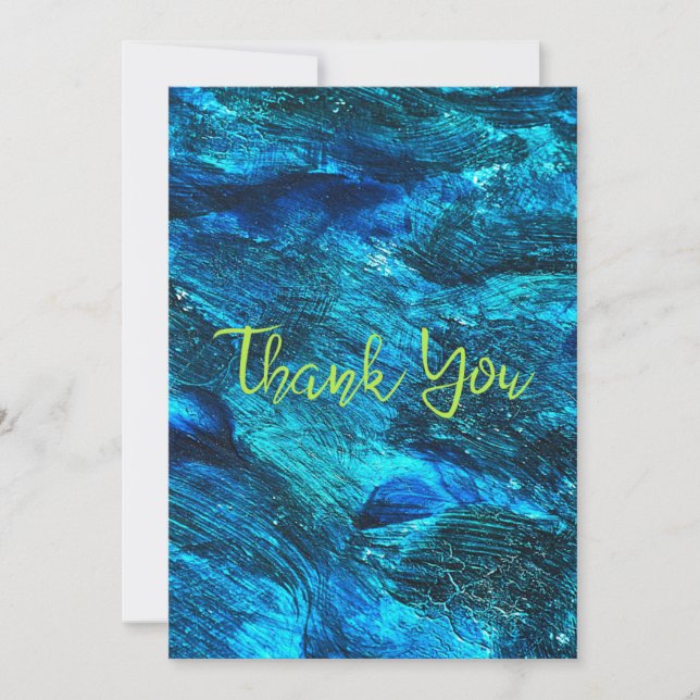 Carte de remerciements Abstrait de pinceau bleu (Devant)