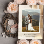 Carte De Remerciements Abstrait d'or | Mariage élégant<br><div class="desc">Cette magnifique faire-part de mariage moderne dispose d'un élégant arrière - plan neutre et faux or abstrait avec votre photo mariage préférée au centre. La calligraphie tourbillonnant classique au dos de la carte dit "merci" et il y a de la place pour ajouter votre propre message personnel.</div>