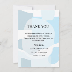 Carte De Remerciements Abstrait moderne bleu minimaliste Mariage artistiq