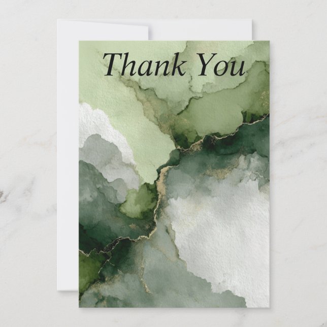 Carte de remerciements Abstrait vert et blanc (Devant)