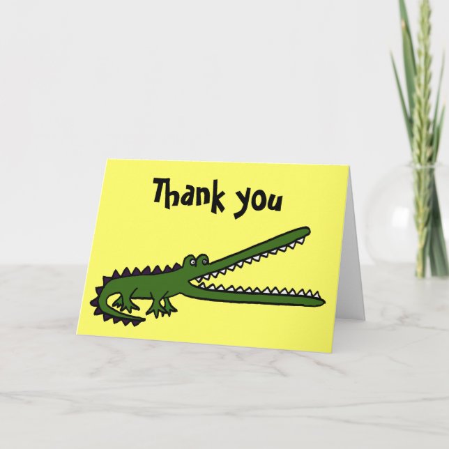 Carte De Remerciements AC- Funny Crocodile Art Thank you Card (Devant)