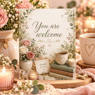 Carte De Remerciements Accueil Floral Cosy Vous Êtes les Bienvenus Cottag