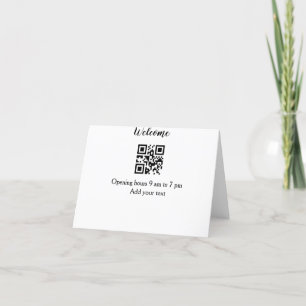 Carte De Remerciements Accueil simple ouverture bienvenue code barre QR a
