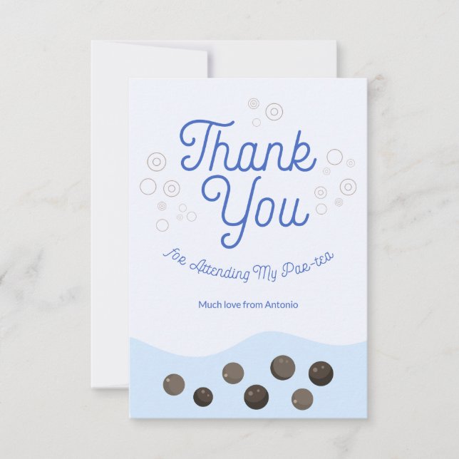 Carte De Remerciements Adorable Axolotl Bleu Boba Thé Par Thé Enfants (Devant)