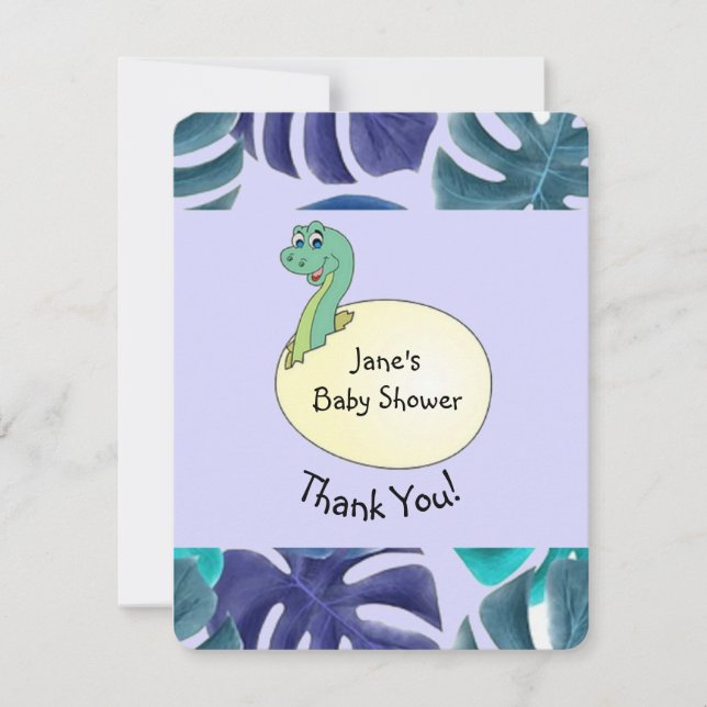 Carte De Remerciements Adorable Baby shower Dinosaur (Devant)