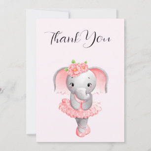Carte De Remerciements Adorable Ballerina Elephant En Pointe