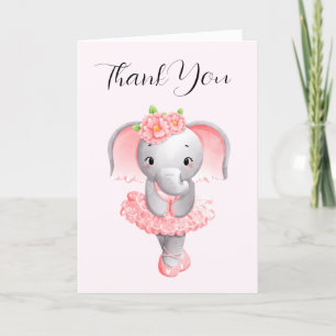 Carte De Remerciements Adorable Ballerina Elephant En Pointe