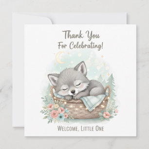 Carte De Remerciements Adorable bébé loup duveteux Baby Shower