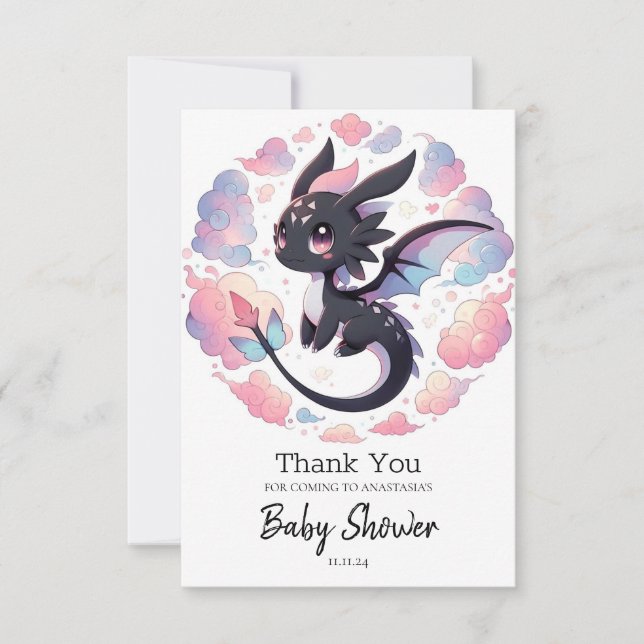 Carte De Remerciements Adorable Imaginaire Baby shower Dragon (Devant)