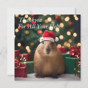 Carte De Remerciements Adorable Noël Capybara,