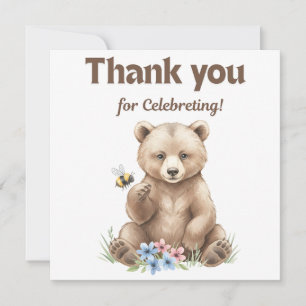 Carte De Remerciements Adorable, ourson grizzly Baby Shower