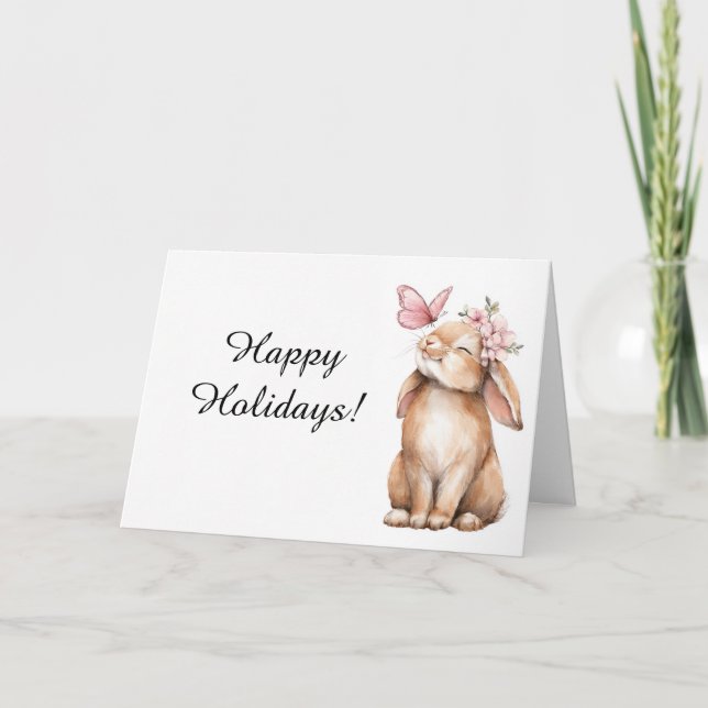 Carte De Remerciements Adorable Pâques un lapin mignon  (Devant)