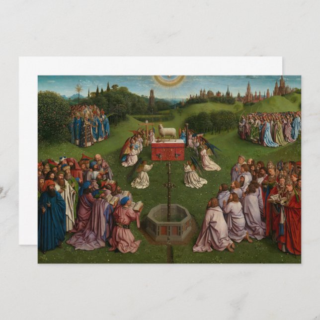Carte De Remerciements Adoration de l'agneau mystique, le retable de Gand (Devant / Derrière)