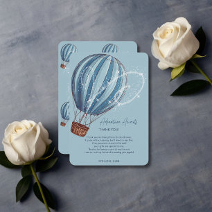 Carte De Remerciements Adventure Await Blue Hot Air Balloon Baby shower