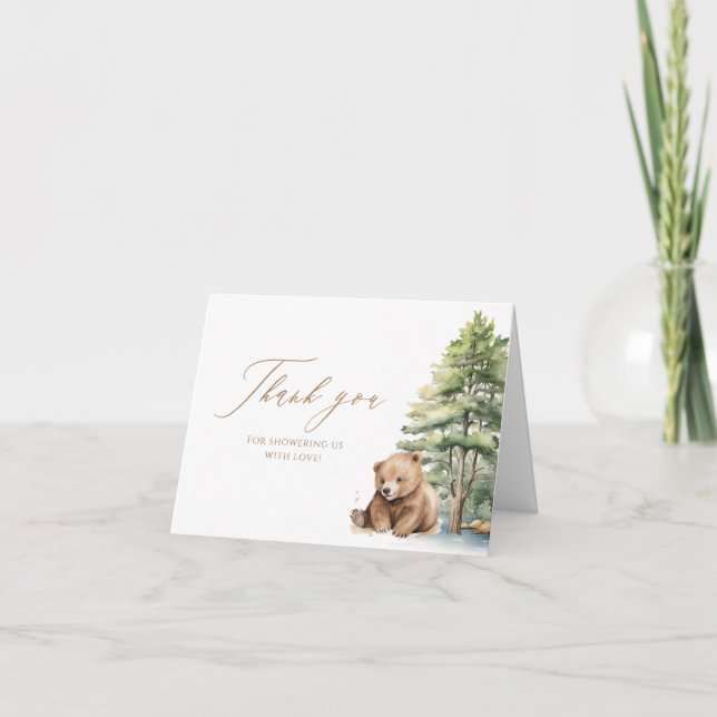 Carte De Remerciements Adventure Await Woodland Bear Shipping (Devant)