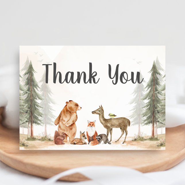 Carte De Remerciements Adventure Awaits Woodland Baby Shower (Woodland Baby Shower Thank you Card)