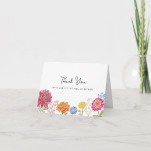 Carte De Remerciements Affichage de jardin floral coloré sous la douche
