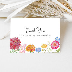Carte De Remerciements Affichage de jardin floral coloré sous la douche