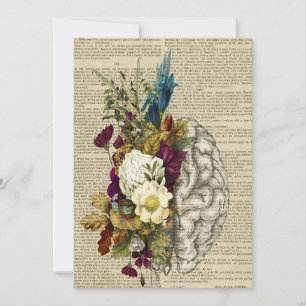 Carte De Remerciements affiche d'anatomie cérébrale florale médicale