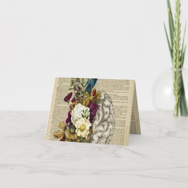 Carte De Remerciements affiche d'anatomie du cerveau floral médical (Devant)