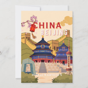 Carte De Remerciements Affiche de voyage à Pékin en Chine Art mural de