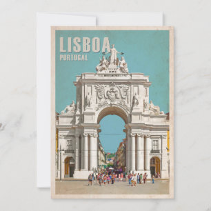 Carte De Remerciements Affiche de voyage vintage. Arc de rue de Lisbonne,