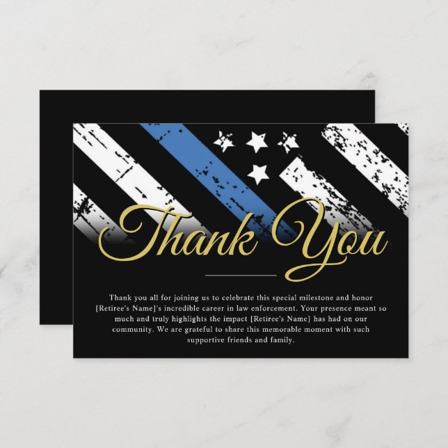 Carte De Remerciements Agent de l'application de la loi Police Retraite P (Devant / Derrière)