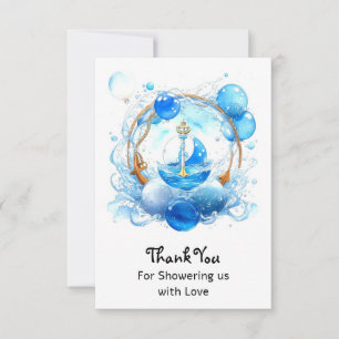 Carte De Remerciements Ahoy nautique : Baby shower de garçon à thème naut