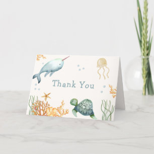 Carte De Remerciements Ahoy Neutre Sous Le Baby shower Des Baleines De Me