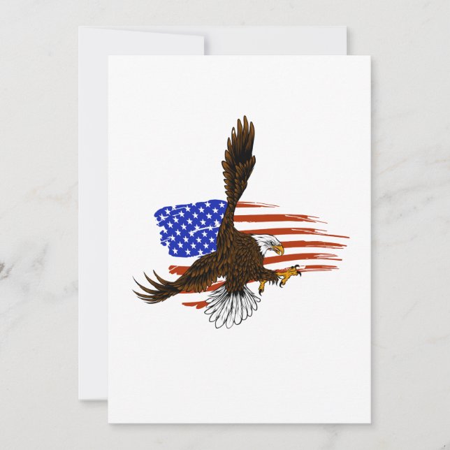 Carte De Remerciements Aigle vectoriel américain contre drapeau usa (Devant)