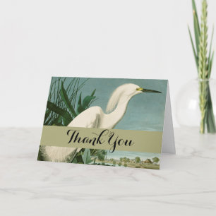 Carte De Remerciements Aigrette neigeuse d'Audubon oiseau Héron blanc orn