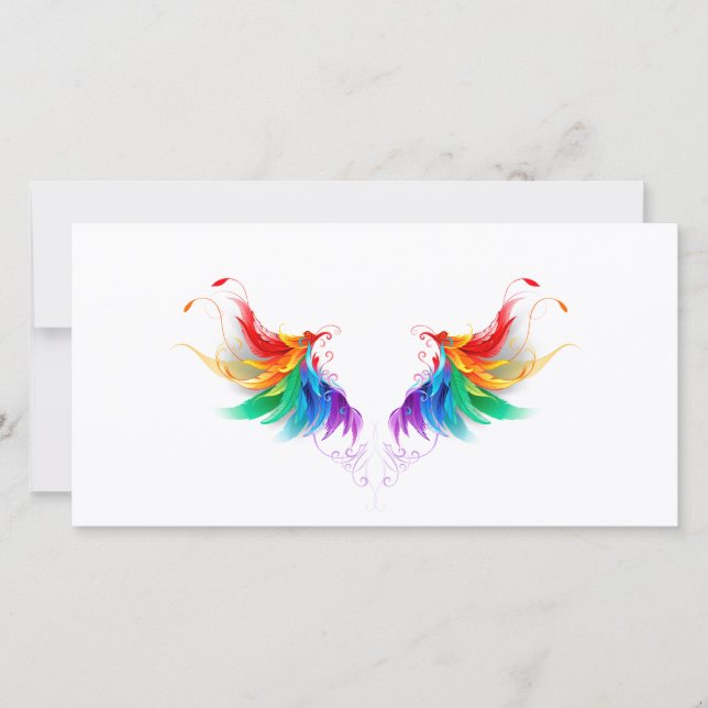 Carte De Remerciements Ailes fluffy arc-en-ciel (Devant)