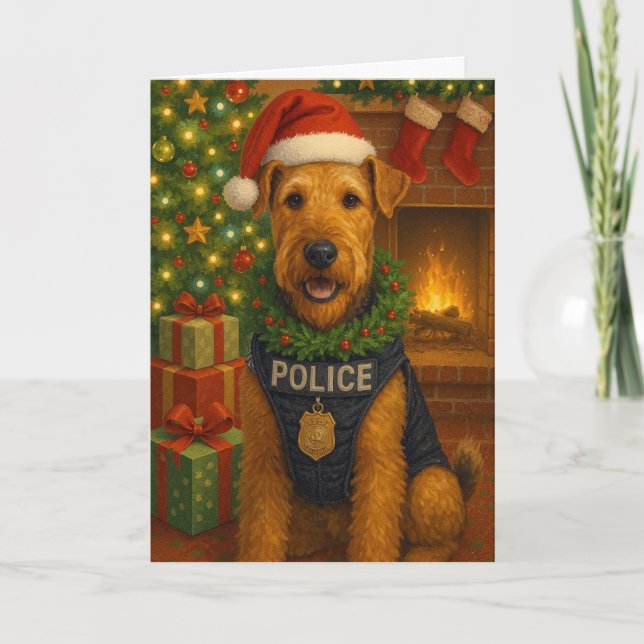 Carte De Remerciements Airedale Terrier Holiday Card (Devant)