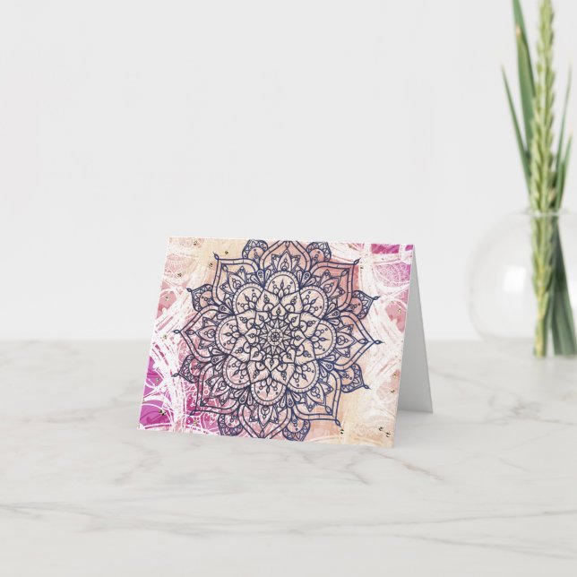 Carte De Remerciements Airy Mandala Happy Pink Purple Yellow (Devant)