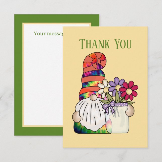 Carte De Remerciements Ajouter un message Gnome (Devant / Derrière)