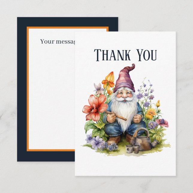 Carte De Remerciements Ajouter un message Gnome (Devant / Derrière)