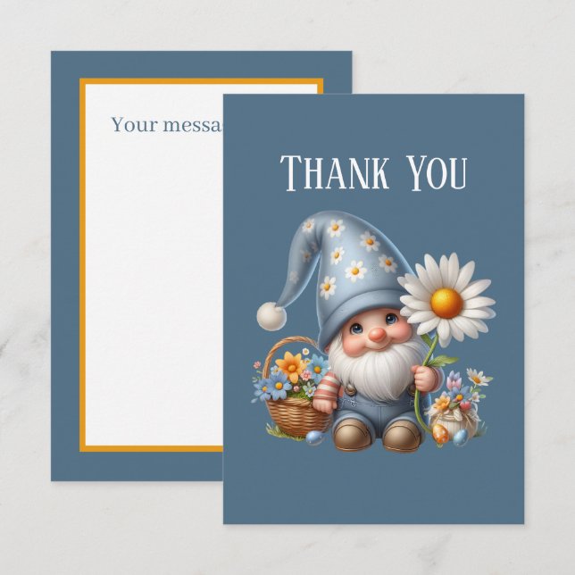 Carte De Remerciements Ajouter un message Gnome (Devant / Derrière)