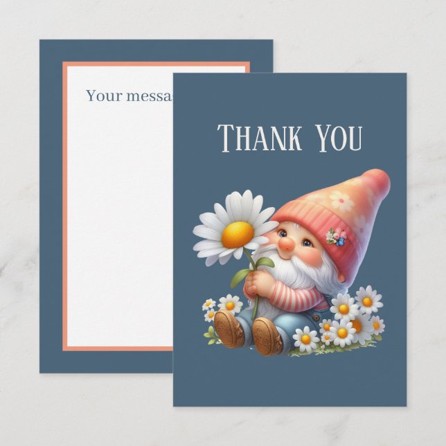 Carte De Remerciements Ajouter un message Gnome (Devant / Derrière)
