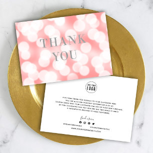 Carte De Remerciements Ajouter Votre Logo Champagne Rose Bokeh Lights Arg
