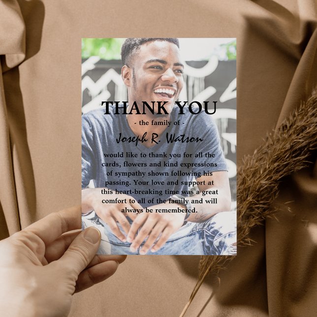 Carte De Remerciements Ajouter votre propre photo et texte Sympathie mode (Créateur téléchargé)