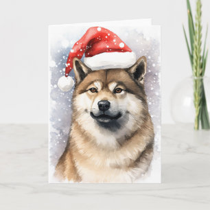 Carte De Remerciements Akita Chien Noël Père Noël Paws Festival