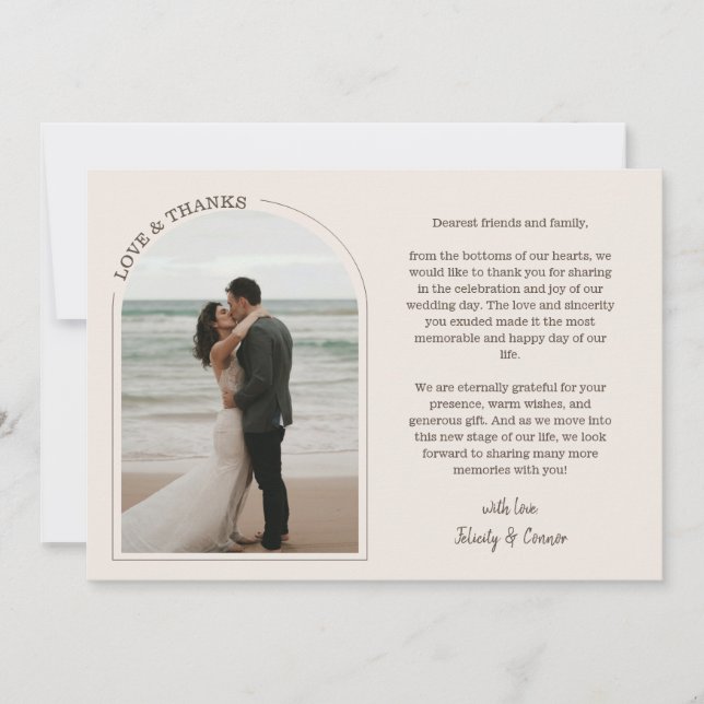 Carte De Remerciements Alabaster Arch Mariage Photo Love & Thanks (Devant)
