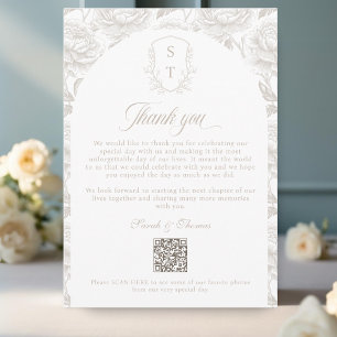 Carte De Remerciements Album de photos avec monogramme de crête Taupe cla