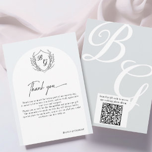 Carte De Remerciements Album photo de mariage avec QR-code et monogramme