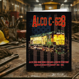 Carte De Remerciements Alco C-628 Diesel Locomotive et drapeau américain