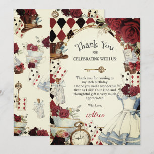 Carte De Remerciements Alice au Pays des Merveilles Fête de Thé de Mariag