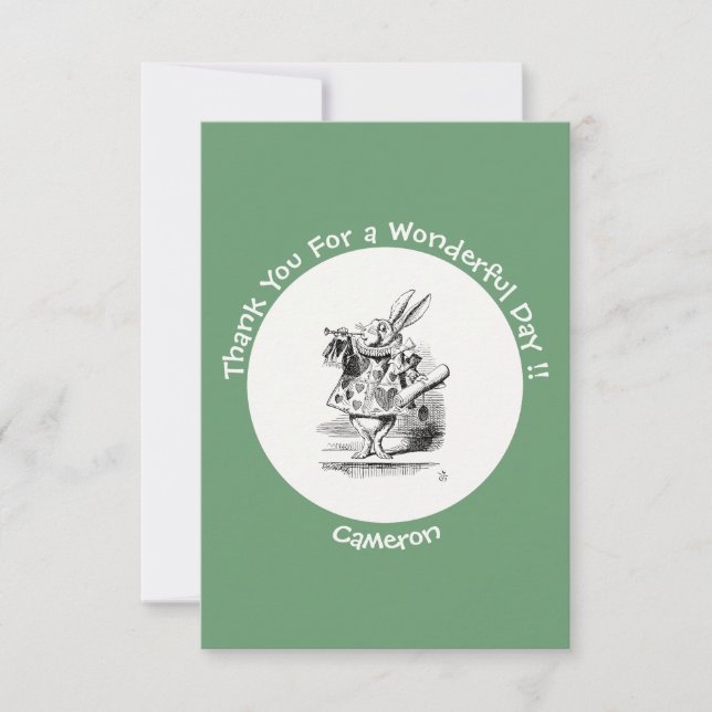 Carte De Remerciements Alice au pays des merveilles Lapin Blanc Héraut An (Devant)